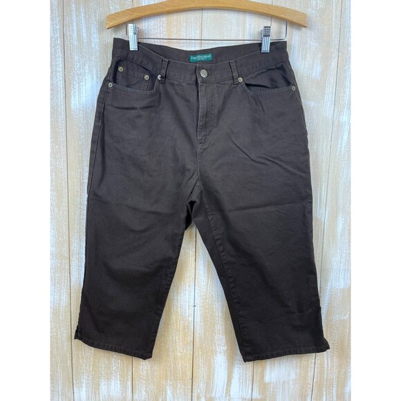 Vtg Ralph Lauren Jeans Company Petite Women’s 100% Cotton Brown Capri Pants 8P - Picture 1 of 11